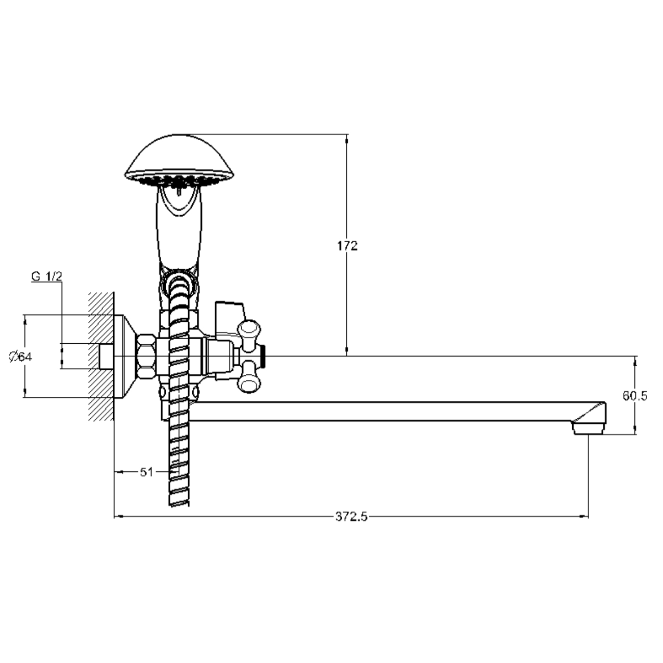 Смеситель для ванны G-Lauf QML7-A827